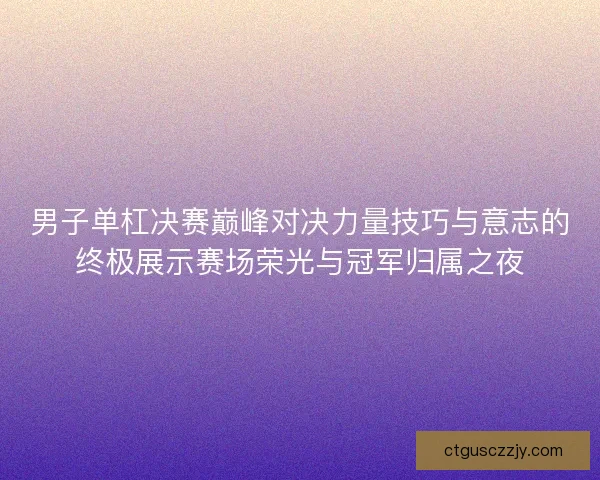 男子单杠决赛巅峰对决力量技巧与意志的终极展示赛场荣光与冠军归属之夜