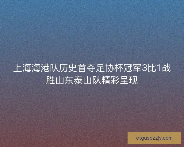 上海海港队历史首夺足协杯冠军3比1战胜山东泰山队精彩呈现