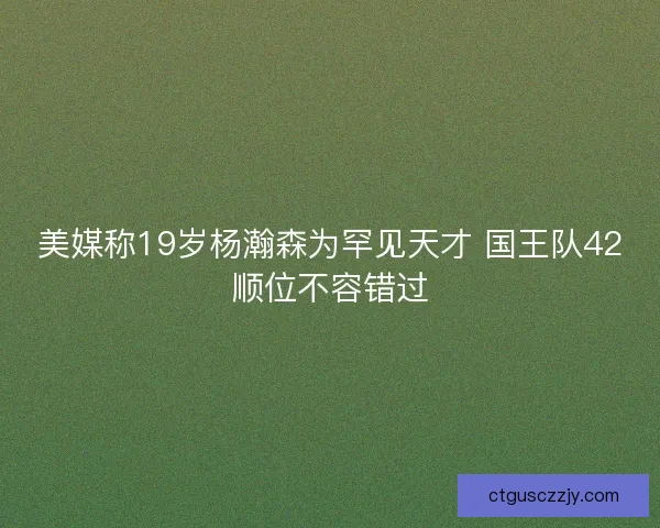 美媒称19岁杨瀚森为罕见天才 国王队42顺位不容错过